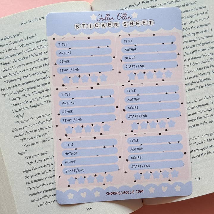 Blue Star Book Review Sticker Sheet by Jollie Ollie Designs